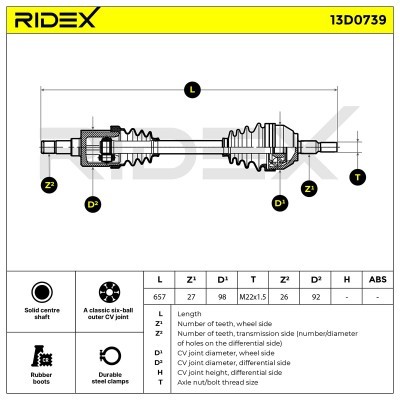 Antriebswelle RIDEX 13D0739 13D0739 - foto 7