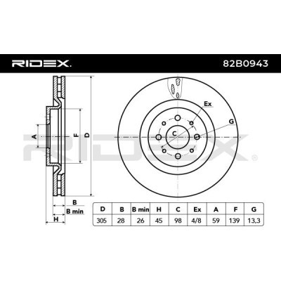 Bremsscheibe RIDEX 82B0943 82B0943 - foto 6