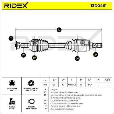 Antriebswelle RIDEX 13D0461 13D0461 - foto 5