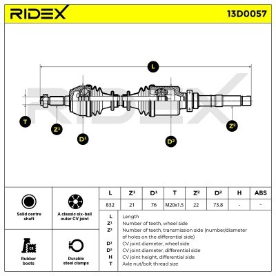 Antriebswelle RIDEX 13D0057 13D0057 - foto 7