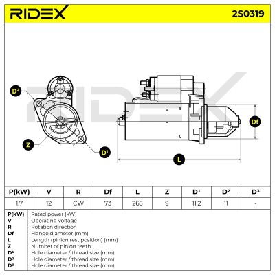 Anlasser RIDEX 2S0319 2S0319 - foto 7