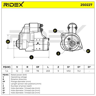 Anlasser RIDEX 2S0227 2S0227 - foto 7