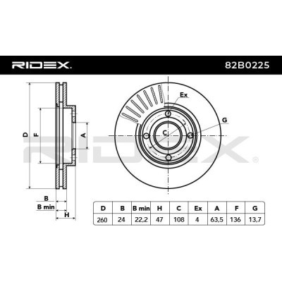 Bremsscheibe RIDEX 82B0225 82B0225 - foto 4