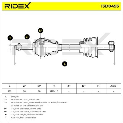 Antriebswelle RIDEX 13D0493 13D0493 - foto 7
