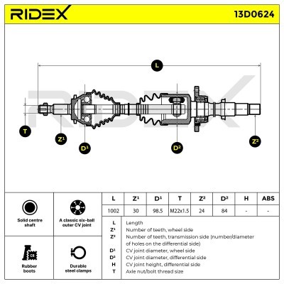 Antriebswelle RIDEX 13D0624 13D0624 - foto 7
