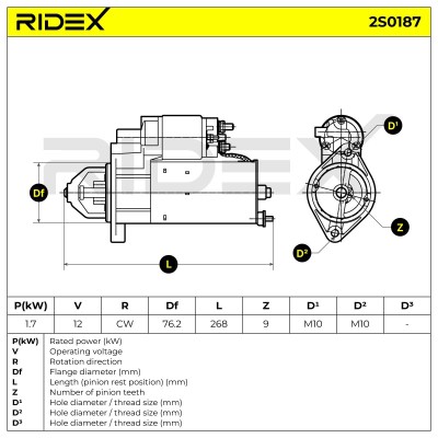 Anlasser RIDEX 2S0187 2S0187 - foto 7