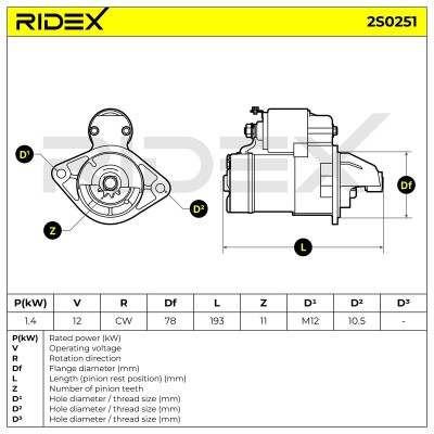 Anlasser RIDEX 2S0251 2S0251 - foto 7