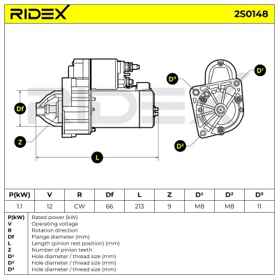 Anlasser RIDEX 2S0148 2S0148 - foto 6
