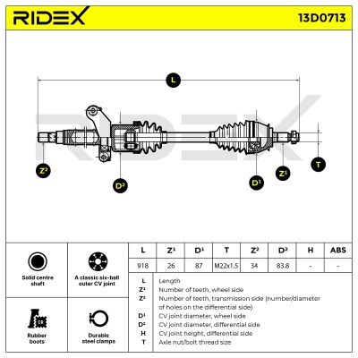 Antriebswelle RIDEX 13D0713 13D0713 - foto 6