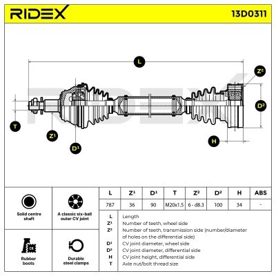 Antriebswelle RIDEX 13D0311 13D0311 - foto 6