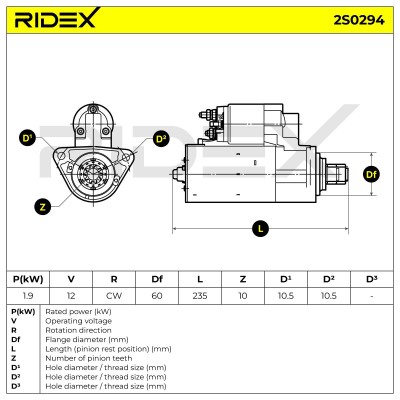 Anlasser RIDEX 2S0294 2S0294 - foto 7