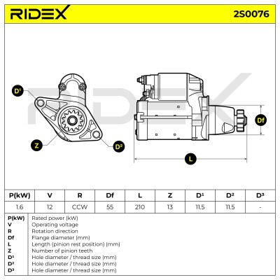 Anlasser RIDEX 2S0076 2S0076 - foto 6