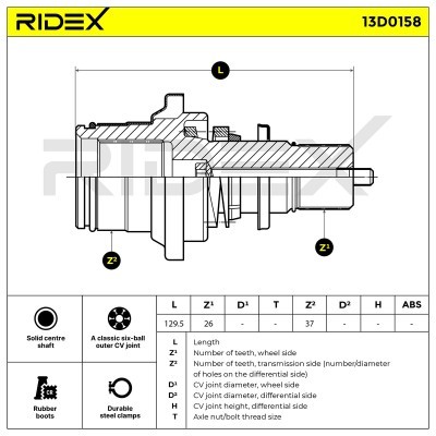 Antriebswelle RIDEX 13D0158 13D0158 - foto 4