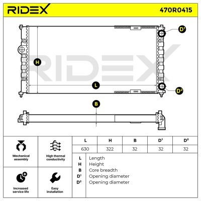 Kühler, Motorkühlung RIDEX 470R0415 470R0415 - foto 2