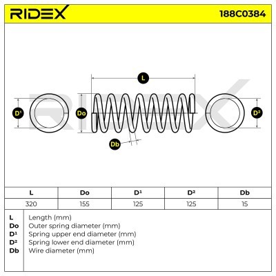 Fahrwerksfeder RIDEX 188C0384 188C0384 - foto 3