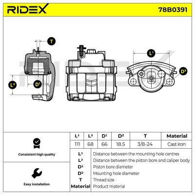 Bremssattel RIDEX 78B0391 78B0391 - foto 6