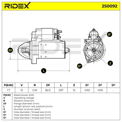 Anlasser RIDEX 2S0092 2S0092 - foto 7