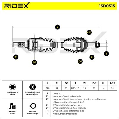 Antriebswelle RIDEX 13D0515 13D0515 - foto 7