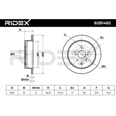 Bremsscheibe RIDEX 82B1482 82B1482 - foto 6