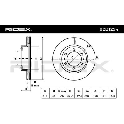 Bremsscheibe RIDEX 82B1254 82B1254 - foto 3