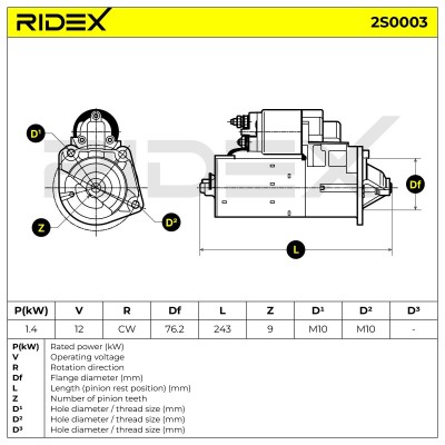 Anlasser RIDEX 2S0003 2S0003 - foto 6
