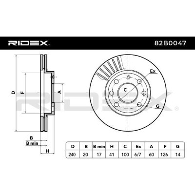 Bremsscheibe RIDEX 82B0047 82B0047 - foto 4