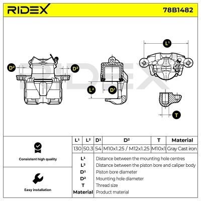Bremssattel RIDEX 78B1482 78B1482 - foto 7