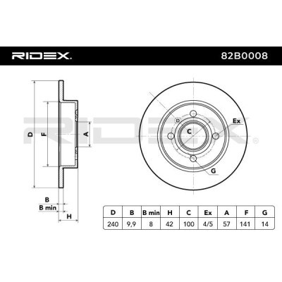 Bremsscheibe RIDEX 82B0008 82B0008 - foto 7