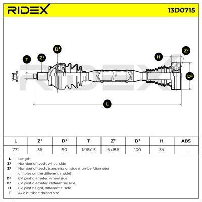 Antriebswelle RIDEX 13D0715 13D0715 - foto 8