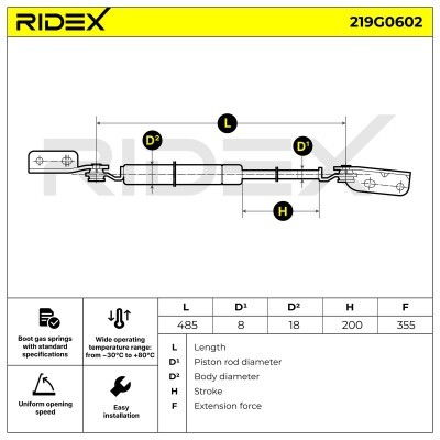 Gasfeder, Koffer-/Laderaum RIDEX 219G0602 219G0602 - foto 11