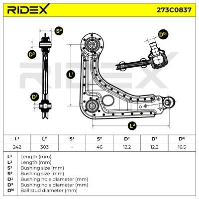 Querlenker RIDEX 273C0837 273C0837 - foto 7