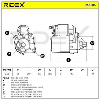 Anlasser RIDEX 2S0115 2S0115 - foto 6
