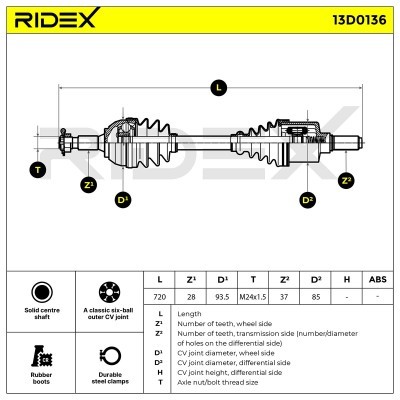 Antriebswelle RIDEX 13D0136 13D0136 - foto 5