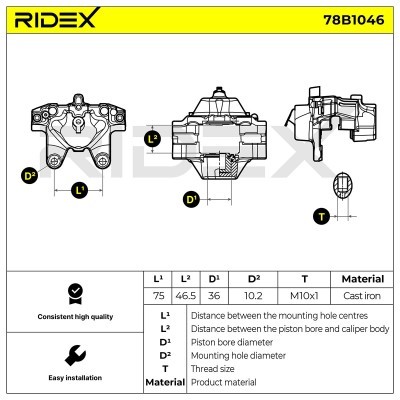 Bremssattel RIDEX 78B1046 78B1046 - foto 6