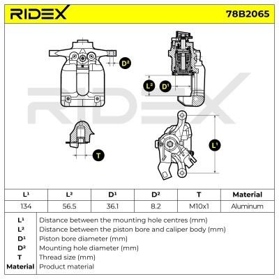 Bremssattel RIDEX 78B2065 78B2065 - foto 7