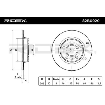 Bremsscheibe RIDEX 82B0020 82B0020 - foto 7