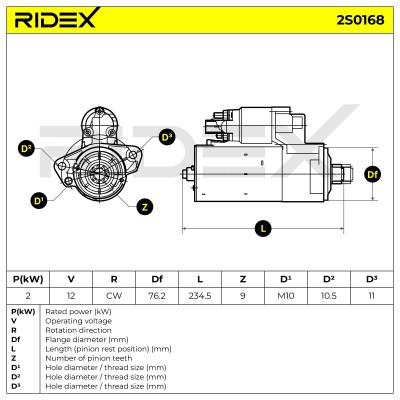 Anlasser RIDEX 2S0168 2S0168 - foto 7