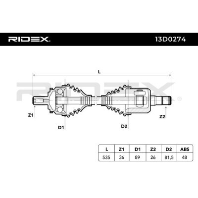 Antriebswelle RIDEX 13D0274 13D0274 - foto 7