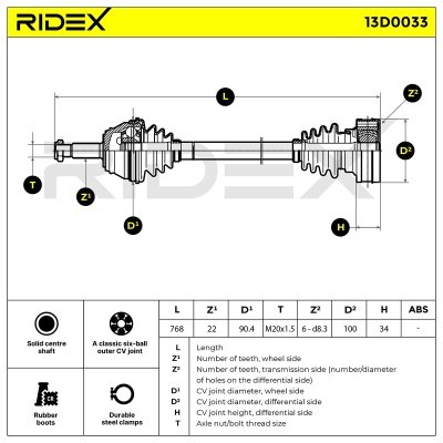 Antriebswelle RIDEX 13D0033 13D0033 - foto 5