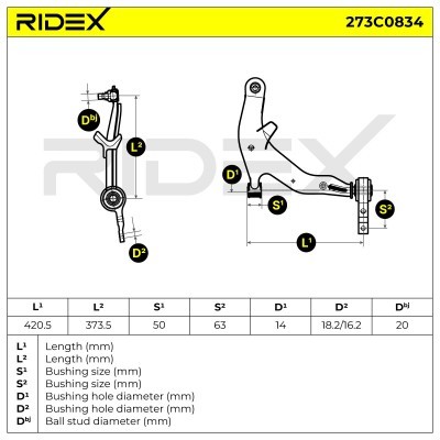 Querlenker RIDEX 273C0834 273C0834 - foto 7