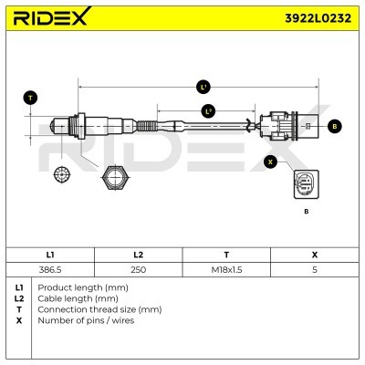Lambdasonde RIDEX 3922L0232 3922L0232 - foto 5