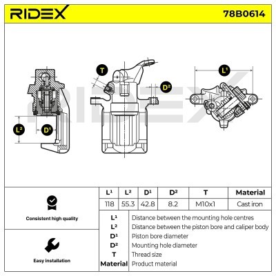 Bremssattel RIDEX 78B0614 78B0614 - foto 6