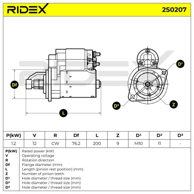 Anlasser RIDEX 2S0207 2S0207 - foto 6