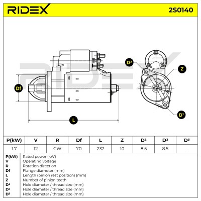 Anlasser RIDEX 2S0140 2S0140 - foto 7