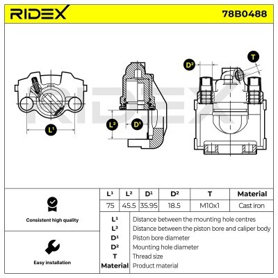 Bremssattel RIDEX 78B0488 78B0488 - foto 6