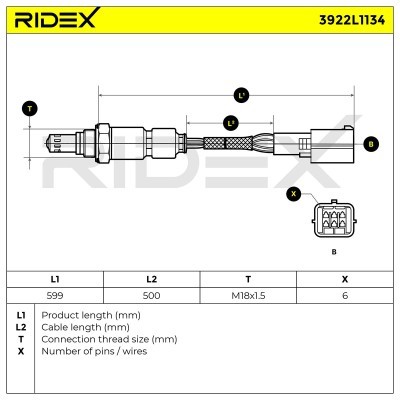 Lambdasonde RIDEX 3922L1134 3922L1134 - foto 6