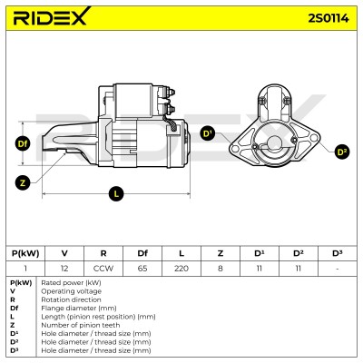 Anlasser RIDEX 2S0114 2S0114 - foto 6