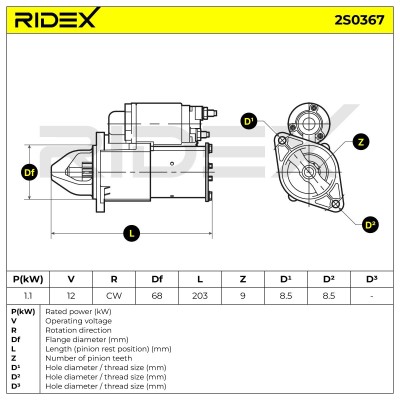 Anlasser RIDEX 2S0367 2S0367 - foto 6