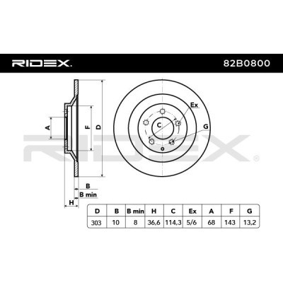 Bremsscheibe RIDEX 82B0800 82B0800 - foto 3