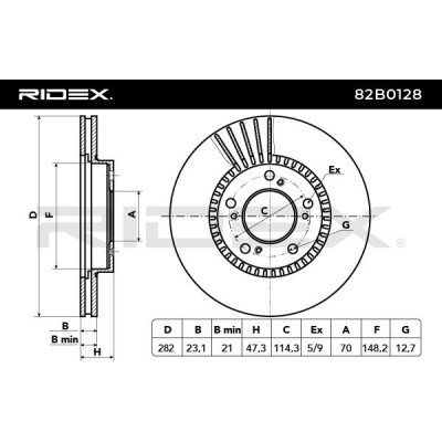 Bremsscheibe RIDEX 82B0128 82B0128 - foto 6